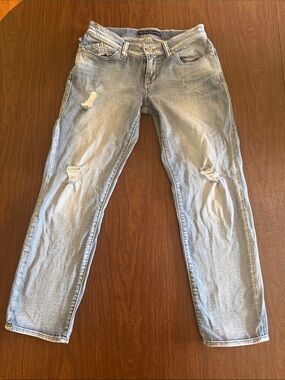 Rock & Republic Light Blue Slim Straight Distressed Jeans size 2